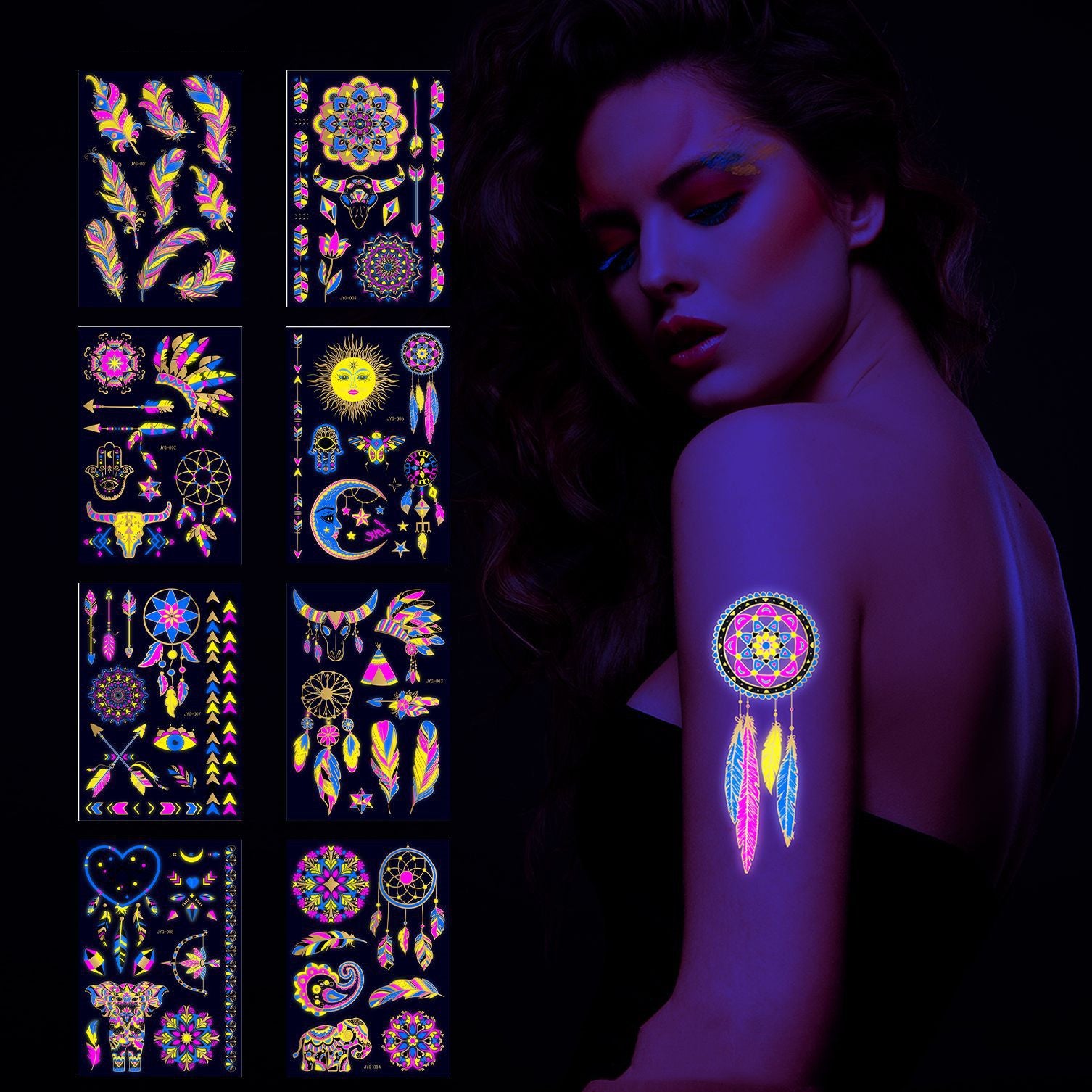 New Creative Fluorescent Bronzing Flower Arm Tattoo Stickers
