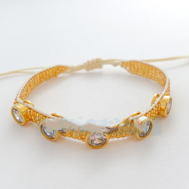 Heart Cross Zircon Bead Bracelet