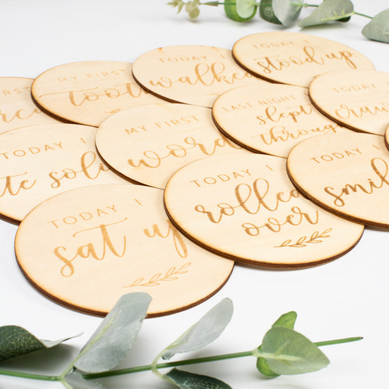 Wooden Baby Baby Growth Commemorative Card Photo Props