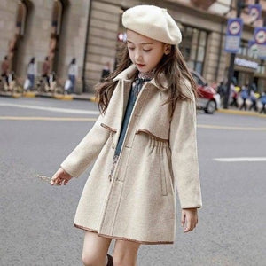 Quilted Solid-color Princess Mid-old Girl Waist-cinching Double-faced Coat