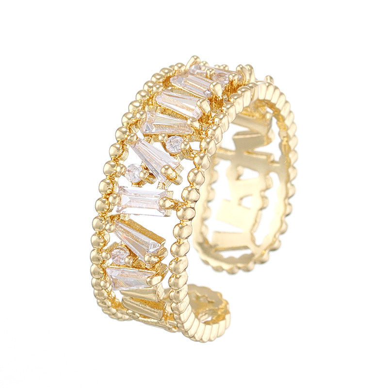 Light Luxury High-grade Hollow Glittering Diamond Ring