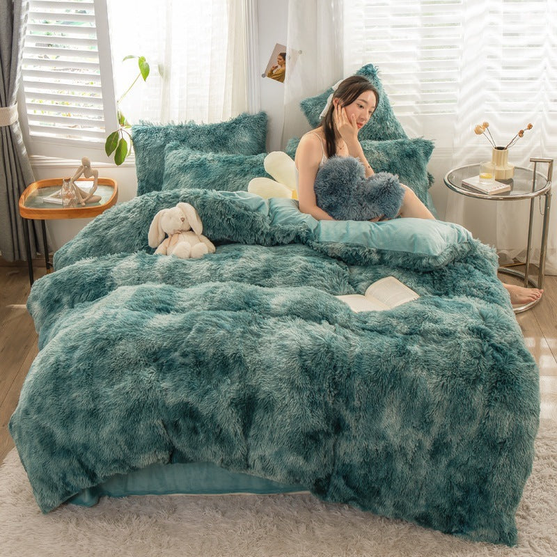 Mink Velvet Four-piece Printing Thickened Warm Bedding