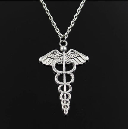 Rotating Dragonfly Snake Stick Angel Wings Necklace