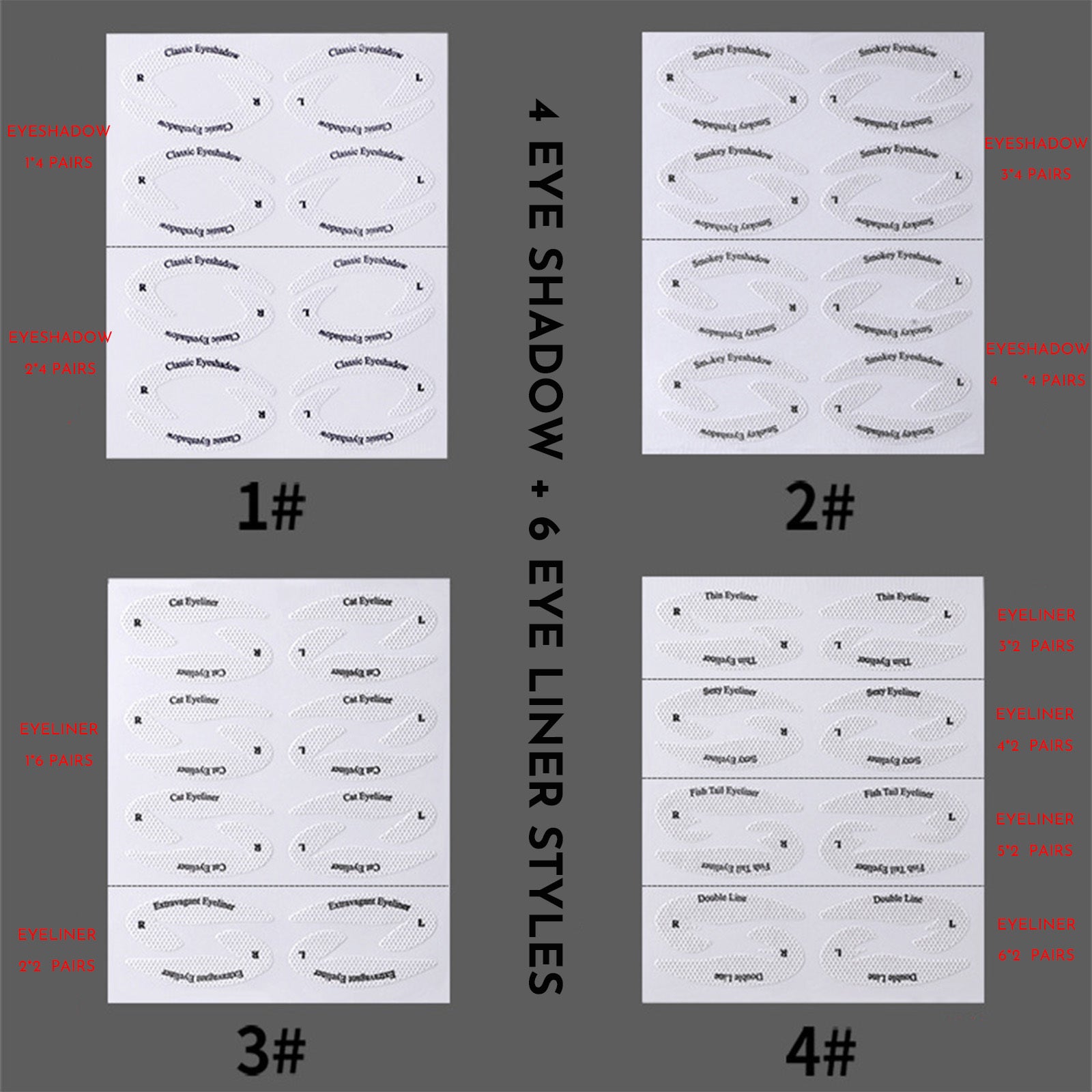 New Eyeliner Eye Makeup Eyeshadow Makeup Template Makeup Sticker 4 Pieces Reusable And Flexible Eyeliner Tape & Eyeshadow