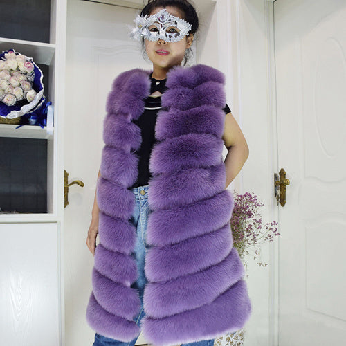 Women's Long Style Trendy Fox Fur Coat