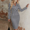 Women's Fashion Digital Printing Houndstooth Dress