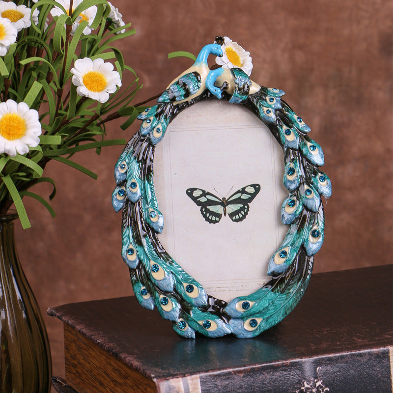 Creative Enamel Colored Metal Photo Frame With Flower And Bird Photo Frame