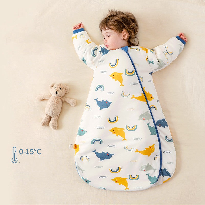 Baby Sleeping Bag With Thermostatic Cotton One-piece Anti-kick