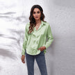 Satin Women's Satin Faux Silk Long-sleeved Shirt