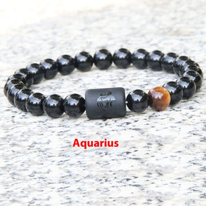 Twelve Constellation Elastic Bracelet Men Obsidian Couple