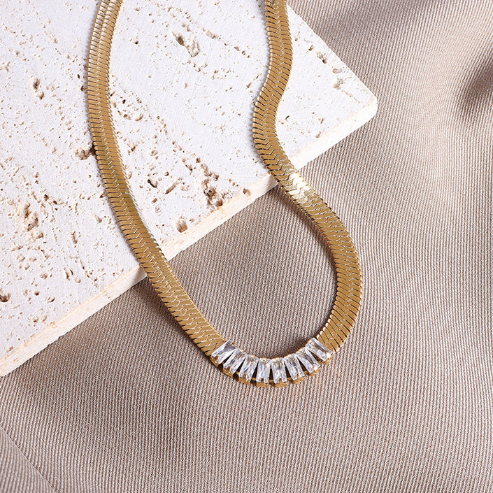 Blade Chain Titanium Steel 18K Gold Bracelet