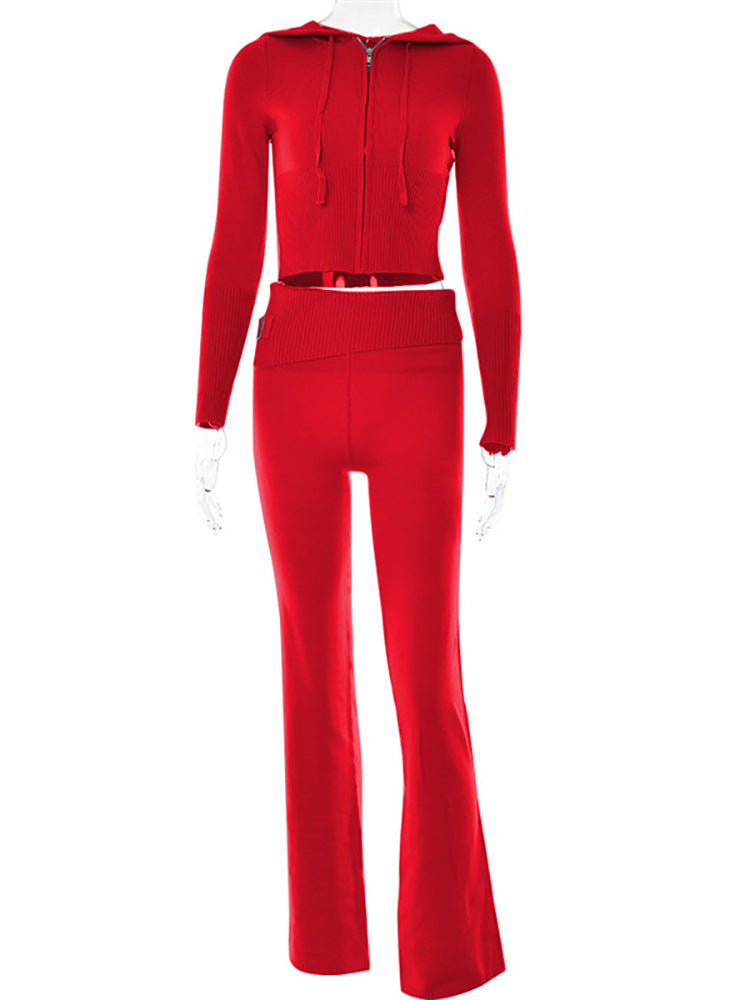 Hoodie Suit Women Leisure Sexy Zip Long Sleeve Sweater