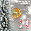 5FT 6FT 7FT Pre-Lit Flocked Pencil Christmas Tree, Artificial Fir Snow Slim Skinny Christmas Tree For Home, Office, Party Decoration WITH Branch Tips AND Warm White Lights, Metal Base