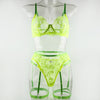 Fluorescent Green Underwear With Steel Ring Three-piece Set