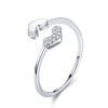 Versatile Peach Heart Love Pure Silver Ring, Women''s Adjustable Design Jewelry Ring