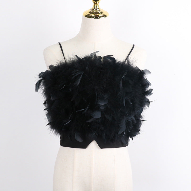 Womens Summer Petal Feather Camisole Wrapped Chest