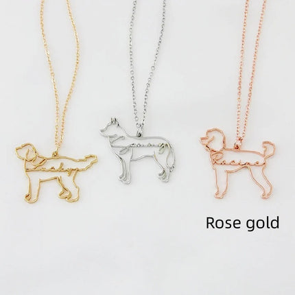 Customized Pet Shape Name Pendant Stainless Steel Necklaces For Women Personalized Cat Necklace Animal Memorial For Pet Lover