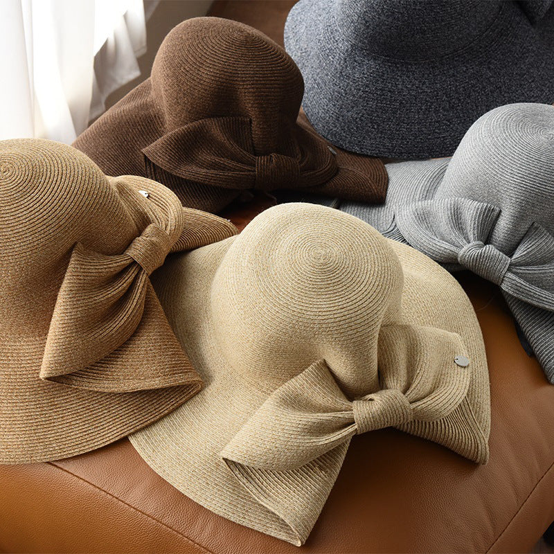 Tri Color Mixed Line Sun Hat French Style