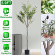 1Pc 5.9FT Artificial Olive Tree Tall Fake Olive Plant Faux Potted Olive Tree With Lush Olive Branches And Fruits With Black Planter Pot For Modern Home Office Living Room Shop Cafe