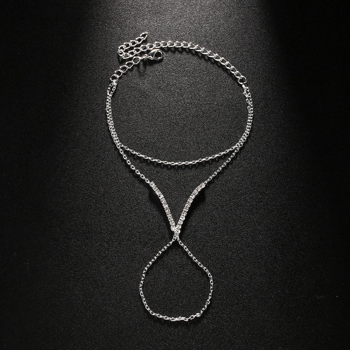 Women's V-finger Simple Copper Bracelet Silver Double-layer Bracelet