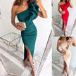 Sexy Slit Slim-fitting Color Sheath Dress Women