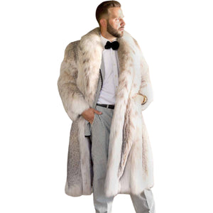 Leather Fur Coat Men's Mid-length