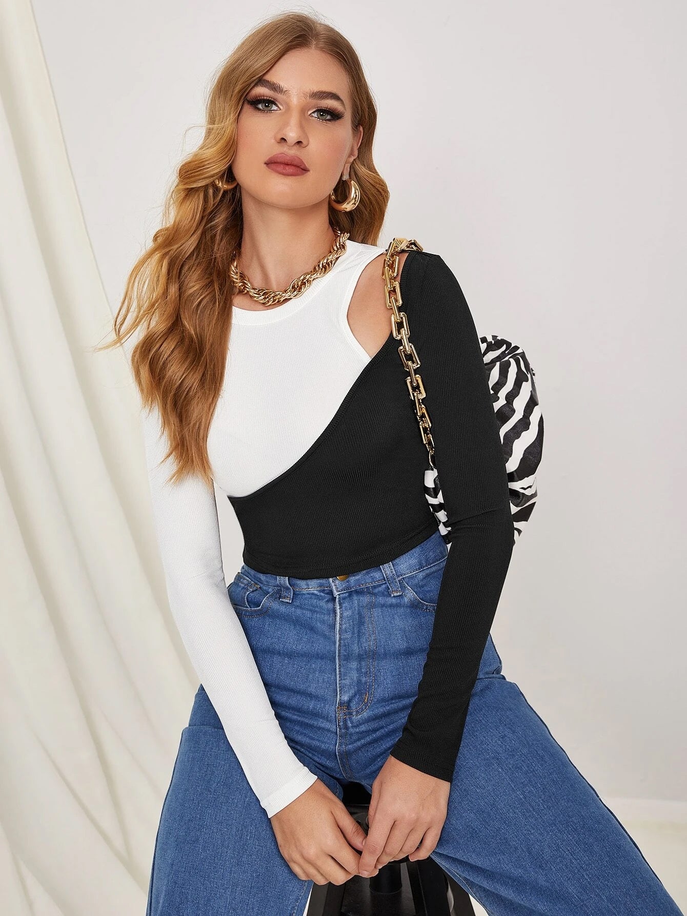 T-Shirt Stitching Slim Top Women Bottoming Long-Sleeved T-Shirt
