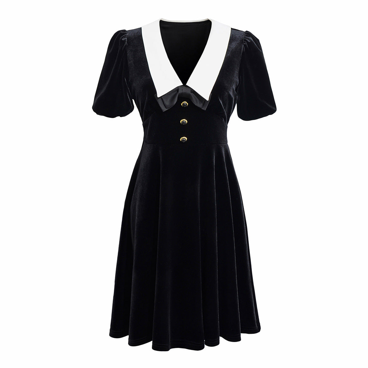 French Style Classic Style Black Velvet Dress