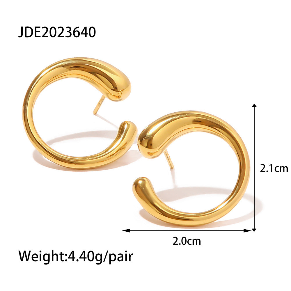 Women's Fashion Simple Gold-plated White Diamond Pearl Stud Earrings