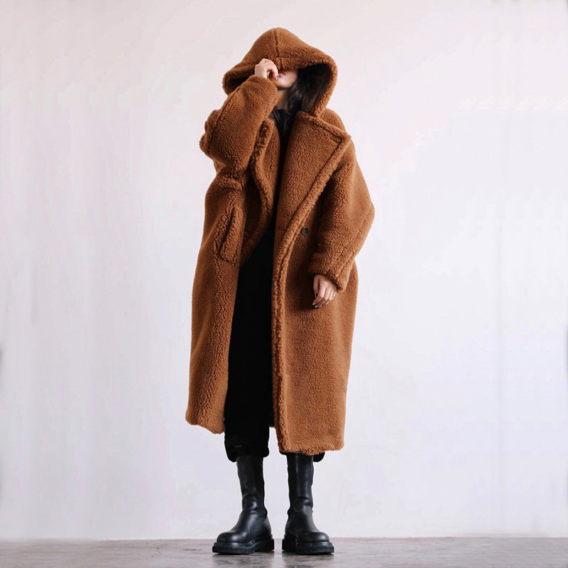 Wool warm Fur Coat Women's Coat Mid-length Coat