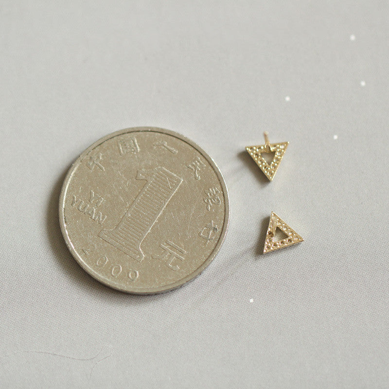 Sterling Silver Gold Ear-ring Clip Hollow Full Diamond Temperament Triangle
