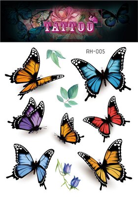 Waterproof Glitter Butterfly Tattoo Stick Gradient Tattoo