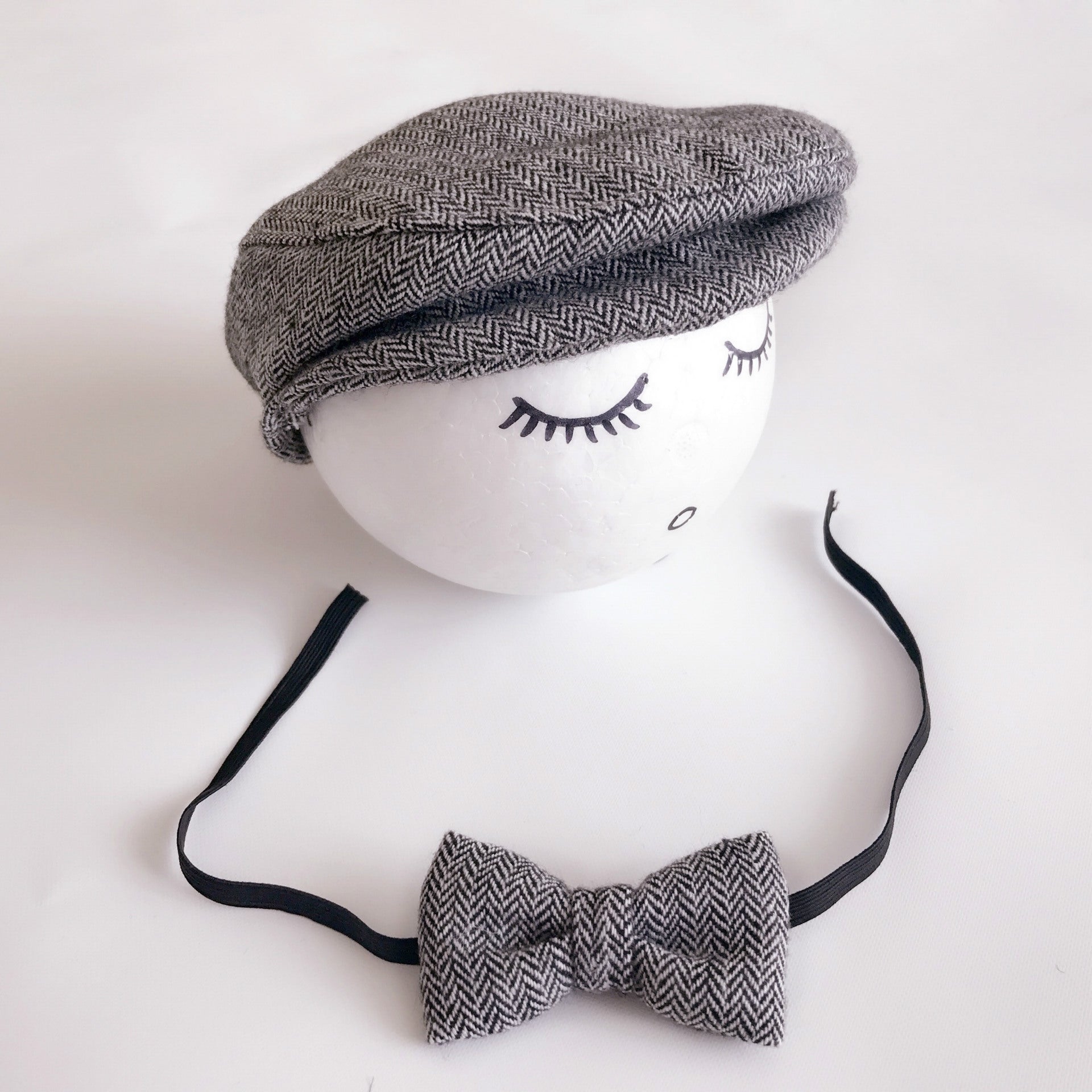 Gentleman Peaked Hat Bow Tie Baby Cartoon Taking Picture Hat Newborn Baby Child Photography Clothing Topper