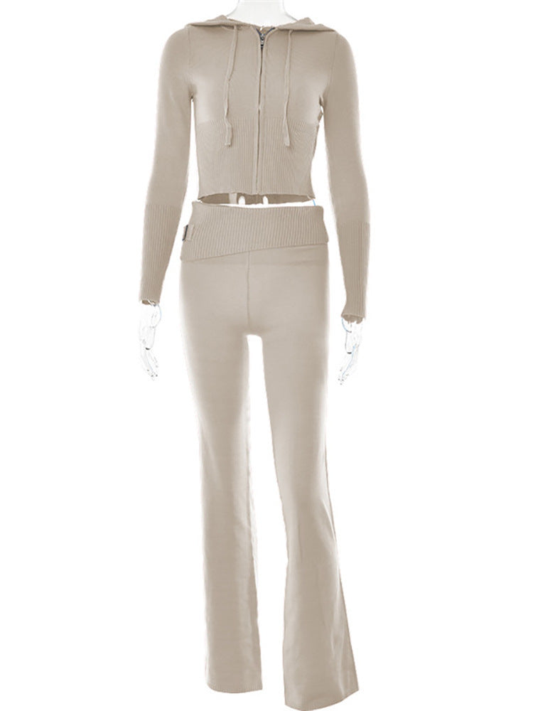 Hoodie Suit Women Leisure Sexy Zip Long Sleeve Sweater