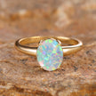 Golden Egg Shaped White Opal Minimalist Ring