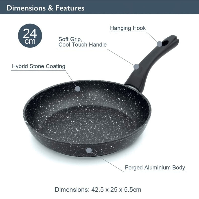 Non Stick Black Frying Pan Ceramic PTFE Coated For Gas Electric Induction