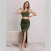 Slim Fit Sleeveless Split Mid-length Dress Set Women