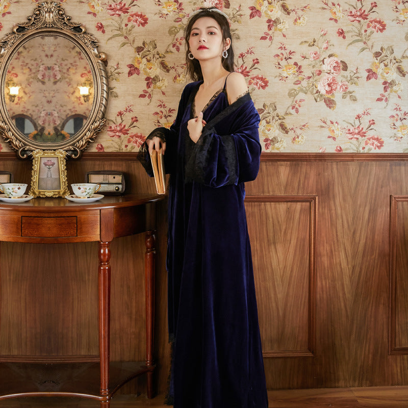 Style Home Clothes Gold Velvet Pajamas Two-piece Set