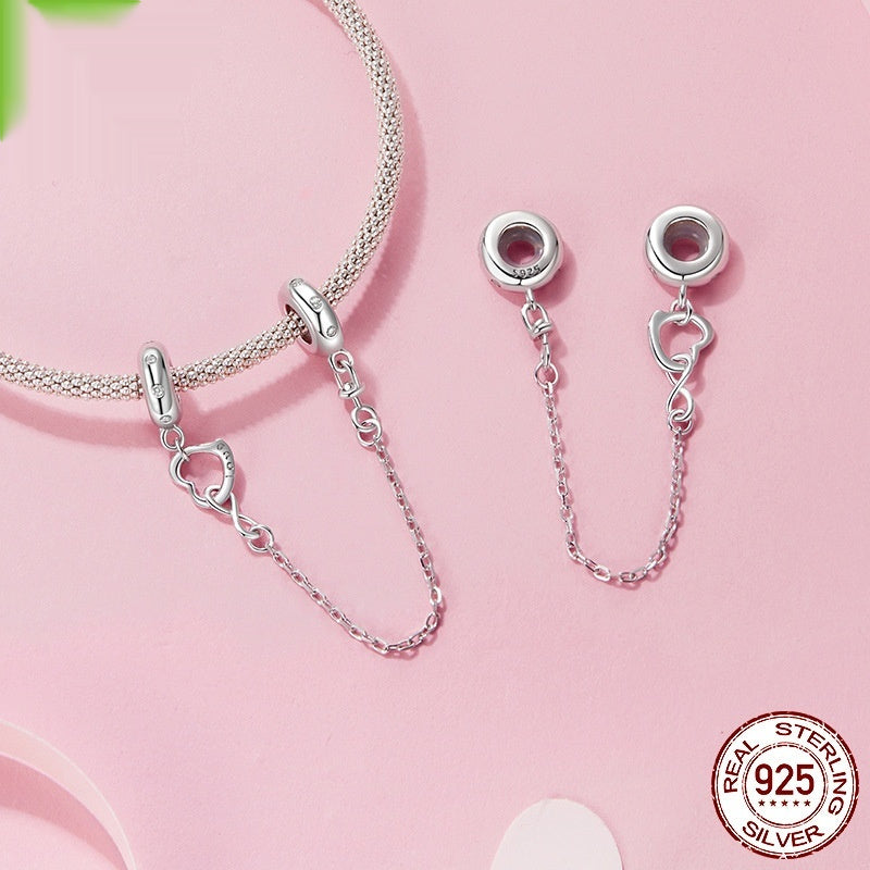Silver Ziyun Infinite Love Silicone Safety Chain 925 Silver DIY Bracelet String Beads Sub-accessories Charm Mother's Day