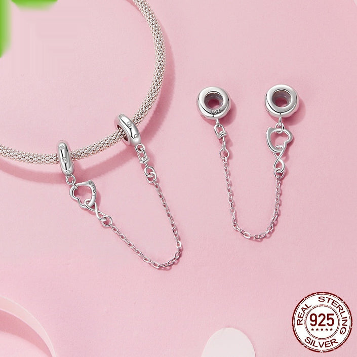 Silver Ziyun Infinite Love Silicone Safety Chain 925 Silver DIY Bracelet String Beads Sub-accessories Charm Mother's Day