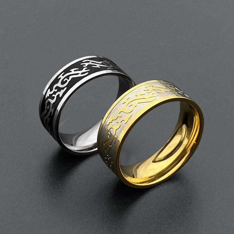 Titanium Steel European And American Style Fashionmonger Ring Domineering Dragon Pattern