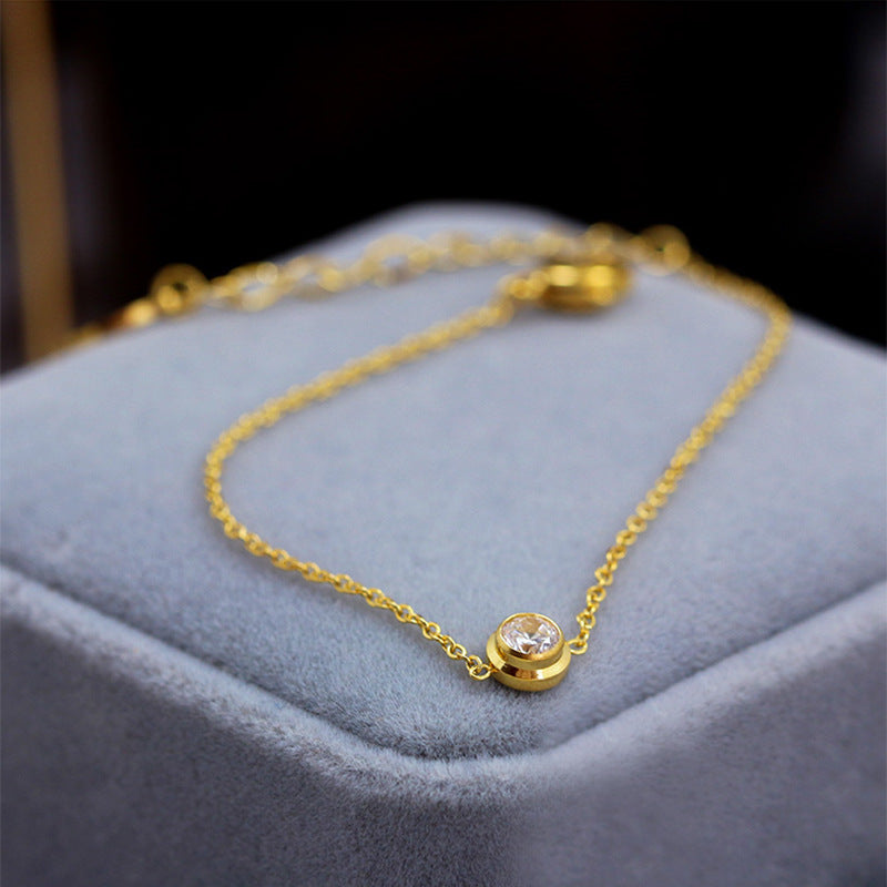 Titanium Steel 18k Gold One Diamond Bracelet