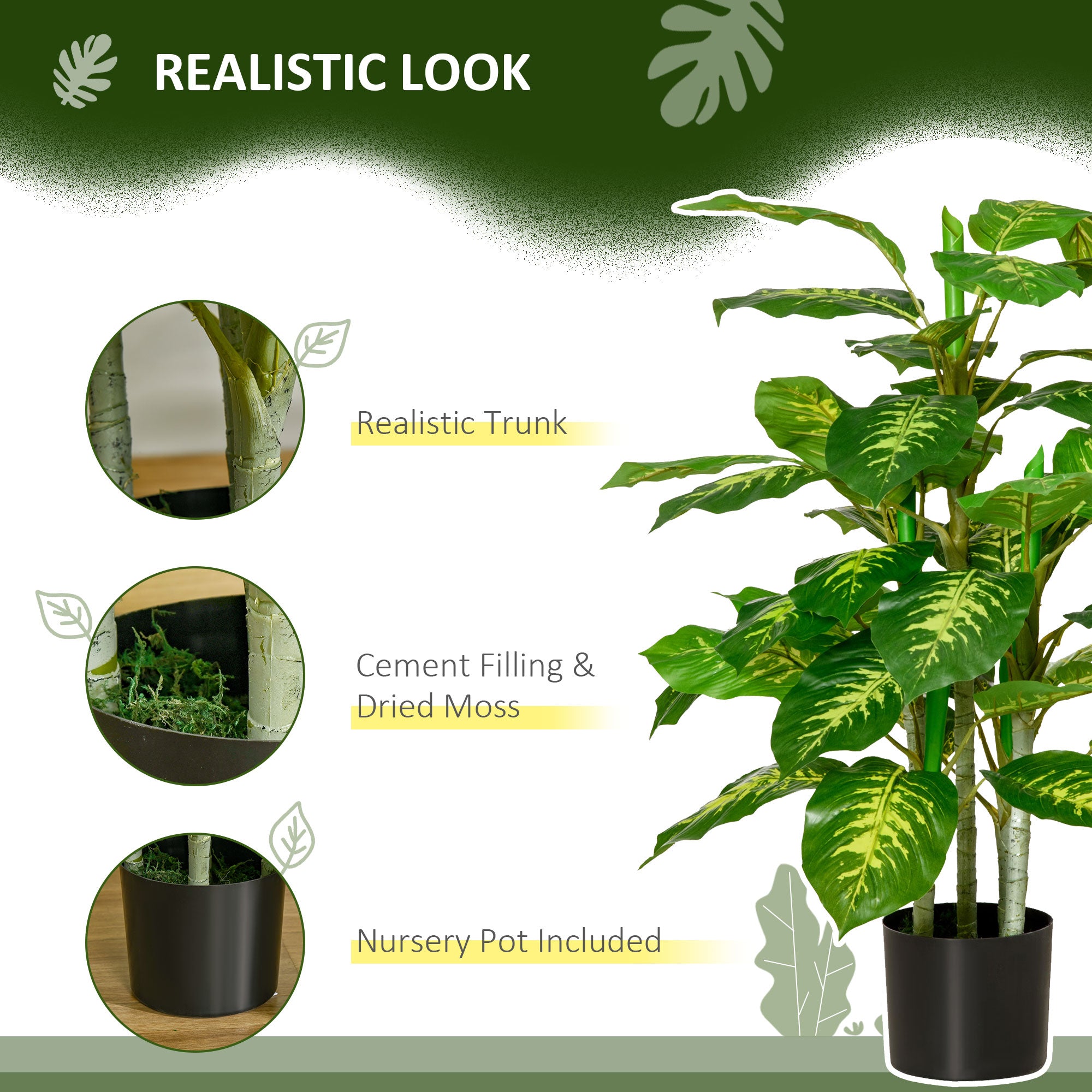2 PCs Artificial Evergreen Tree Fake Decorative Plant In Nursery Pot For Indoor Outdoor Décor, Green