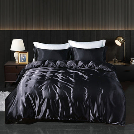 Solid Color Silk Four-piece Set Double-sided Quilt Cover Bedding