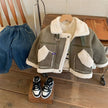 Girls Fleece-Lined Coat Winter Kids Lambswool Top