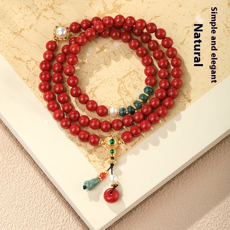 New Chinese Style Southern Red Agate Bracelet Three Ring Bracelet