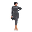 Long Sleeve Net Yarn Hot Rhinestone Dress Nightclub Dress