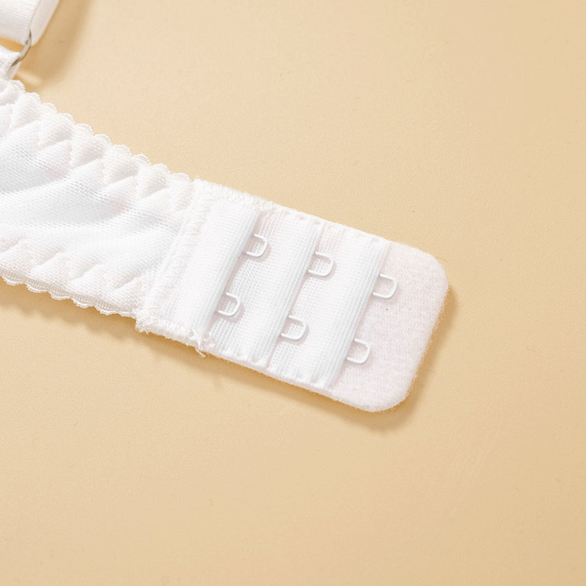 White Metal Chain Flowers Embroidered Underwear Bra Set