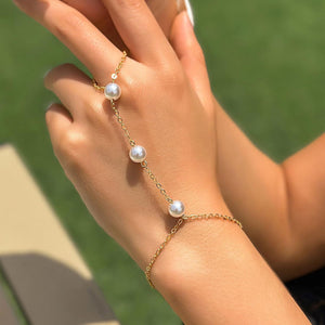 Small Rice-shaped Beads Rice Beads Zircon Pearl Ring Chain Love Finger Chain Ornament