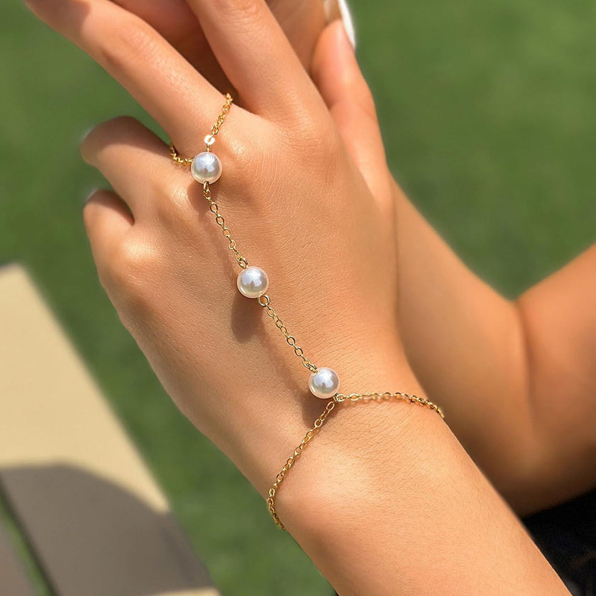 Small Rice-shaped Beads Rice Beads Zircon Pearl Ring Chain Love Finger Chain Ornament